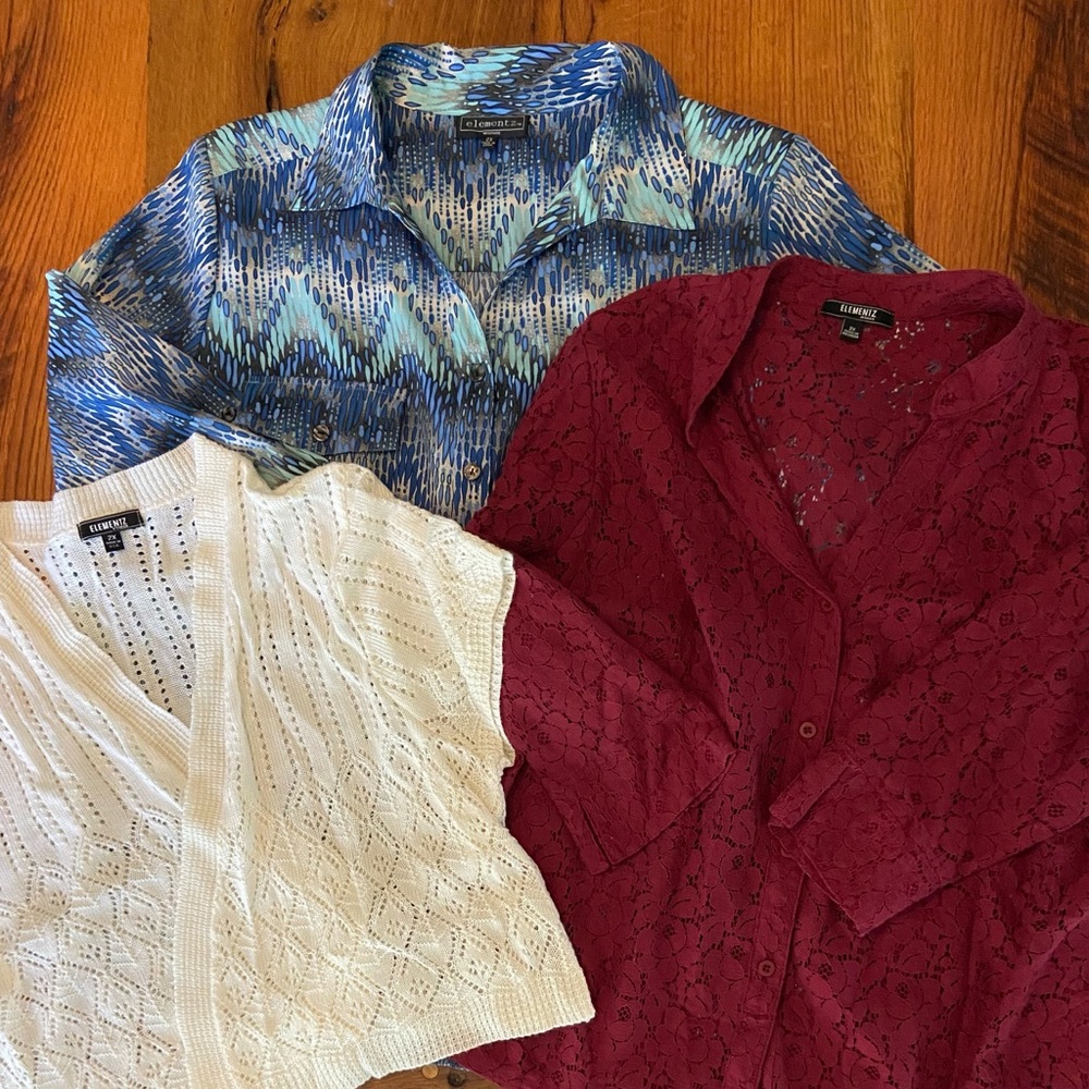 Elementz Woman Set of THREE Tops, Perfect to Mix & Match in Your Wardrobe, Sz 2X
